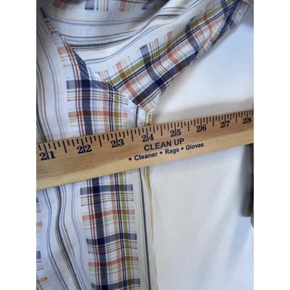 Territory Ahead Men's L White/Blue Striped Preppy Casual Button Front Shirt - Picture 4 of 6